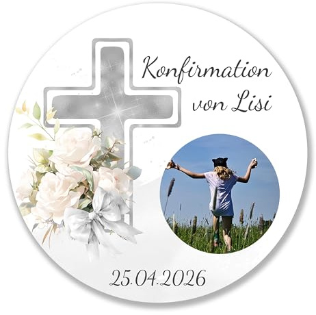 Tortenaufleger und Muffinaufleger 4-20 cm | TAUFE | KOMMUNION | FIRMUNG | KONFIRMATION | personalisiert mit Foto & Text - VORGESTANZT