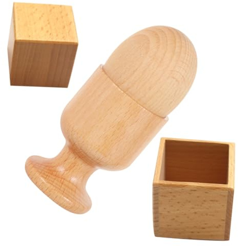 Abaodam Jouets de Coordination Œil-Main en Bois pour Tout-Petits, Taille Adaptée, Ensemble Œuf Coquetier et Boîte Bloc Carré, Jouets D’éveil Éducatifs pour Développement Sensoriel