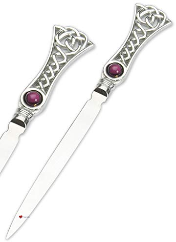 I LUV LTD Brieföffner 18cm Zinngriff Keltischer Amethyst Farbiger Stein