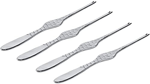 Alessi FM23/43S4 Colombina Fish, Set di Quattro Forchettine per Crostacei in Acciaio Inossidabile 18/10, Colore: Argento, Finitura Lucida, 4 unità