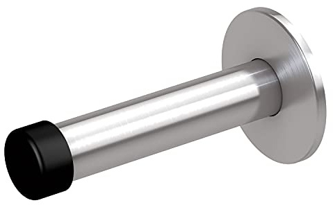 BASI | Wand-Türstopper | zur Wandmontage | aus Edelstahl | Türhalter | Türpuffer | Wandtürstopper in Silber | Gummi-Schutz | Wandschutz