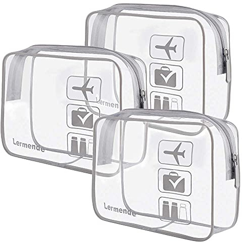 Lermende Transparente Kulturtasche, Flüssigkeiten Beutel Handgepäck TSA-geprüft Kosmetiktasche,Transparente Tasche Flughafen-konforme Tasche,Reisebeutel Flugzeug 1 Liter.