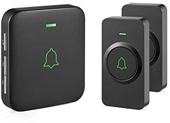 AVANTEK Wireless Doorbells, 1000 ft Range IP55 Waterproof Cordless Door Chime Kit with 2 Push Buttons, 52 Melodies, 5 Volume Levels, LED Flash, CB-21, Suitable for Front Back Doors Entrance Ways
