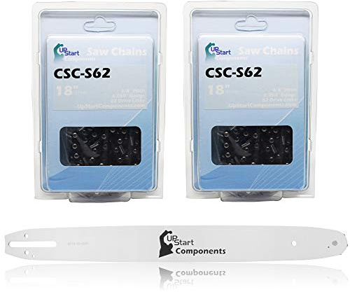 Combo de barra de remache simple de 18 pulgadas y cadena semicincel de 18 pulgadas para motosierra Echo CS-400 (18 pulgadas de longitud, paso de 3/8 pulgadas, calibre de 0.04 pulgadas, 62 eslabones de