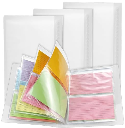 Bercoor 3 Pack 3 x 5 Index Cards Holders, Holds 240 Pieces Cards, Organizer Pouches Book Binder for Note, Study and Recipe