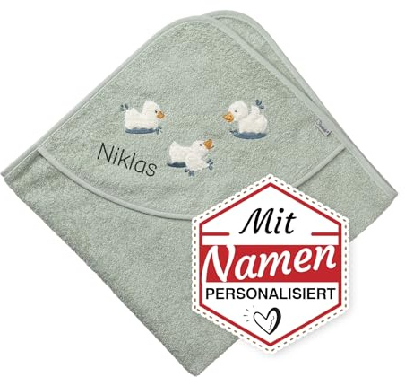 LALALO Sterntaler Kapuzenhandtuch mit Namen Bestickt, Baby & Kinder 80x80, Badetuch Badehandtuch/Kinder-Badetuch mit Kapuze (Türkis)