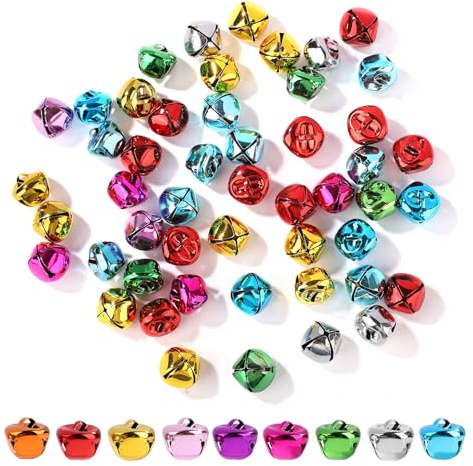 100st Glöckchen zum Basteln, 2cm Mehrfarbig Weihnachtsglöckchen Kleine Bastel Glöckchen zum Basteln 7 Farben Dekorativ Metallglöckchen für Feiertags- Fest- und Heimparty Dekorationen