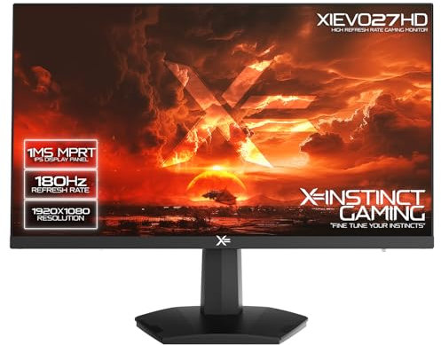 𝗫= 27 Inch Gaming Monitor • 1080p • 180Hz • 1ms • IPS FHD • G-Sync/FreeSync • HDMI, DisplayPort • Tilt Adjust • Vesa • (XIEVO27HD | Black)
