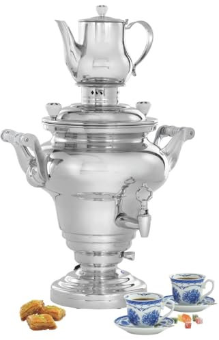 MBH - Samovar de 15L profesional con tetera. Hervidor de agua industrial con asas de cerámica para hosteleria.
