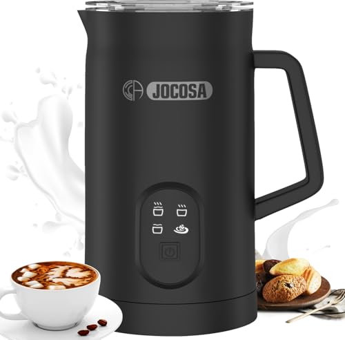 Milk Frother, Electric Milk Frother 4 in 1 Automatic Milk Steamer, 11.8OZ / 350ML Cold and Hot Foam Maker for Coffee,Latte, Cappuccino, Macchiato, Hot Chocolate (Black)