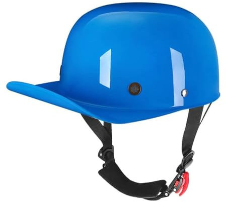 Halbhelme Motorradhelm, Halbschalenhelm Mit ECE Genehmigt Brain-Cap Halbschale Roller-Helm Baseball-Helme Motorrad Halbhelm Helm Retro FüR Erwachsene Herren Damen (L,Blau)