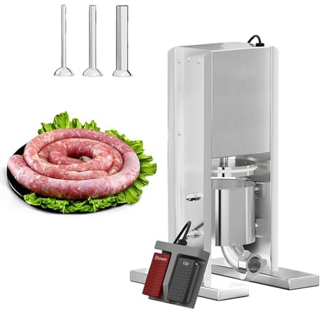 200w Automatic Sausage Linker Machine︱Electrique Poussoir a Saucisse︱Générique Poussoir à Saucisses Vertical 2L︱Acier Inoxydable︱3 Tubes Inclus︱Pédale De Commande︱Pour Cuisine,Domicile