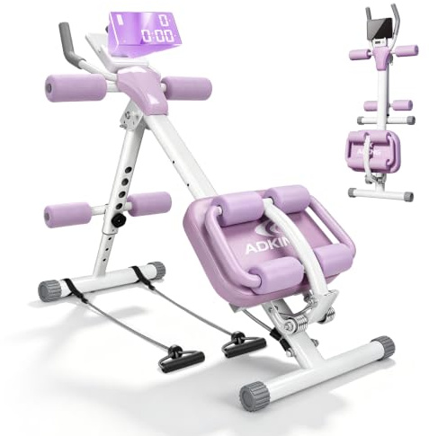 SOFTHOM Bauchmuskeltrainer Bauchtrainer für Zuhause, Verstellbares&Klappbar, Multifunktional Bauch Trainingsgerät mit Widerstandsband, Ganzkörpertraining&Bis 200KG, LCD-Monitor, Fitnessgeräte Home Gym