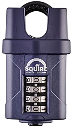 Squire Heavy Duty Padlock (CP40CS) - Toughest Closed Shackle - 4 Wheel Combination Padlock - Alloy Steel for Corrosion Resistance - Weatherproof Lock for Home, School & Garage (Black, 40 mm)