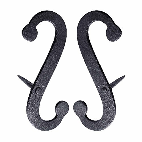Renovators Supply Manufacturing Shutter Dogs Pair 6.25 in Black Decorative S Shaped Wrought Iron Shutter Dogs with Mounting Hardware