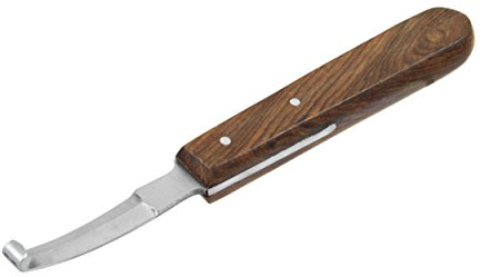 Kerbl Hufmesser für Schafe und Ziegen, zweischneidig, Rinnmesser, Klauenmesser mit ergonomischem Holzgriff