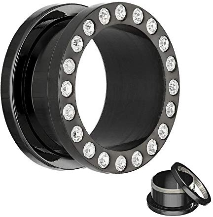 Treuheld Flesh Tunnel - Stahl - Schwarz - Kristall 1,2 mm
