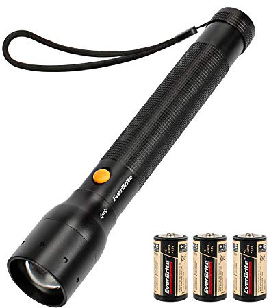 EverBrite Ultra Bright Tactical Flashlight, 900 Lumen Zoomable Adjustable Focus, 3 Light Modes, Heavy-Duty Aluminum Torch for Hurricane Supplies Camping, Includes 3C Alkaline Batteries