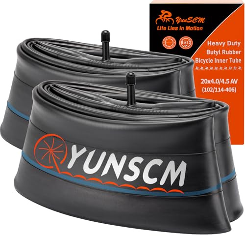 YunSCM 2PCS 102/114-406 Verdickung 20 Zoll Schlauch 20x4.0 20x4.50 AV32mm Ventil kompatibel 20 Zoll Fahrradschlauch/Mountainbike/Elektrofahrrad Schlauch 20x4.0/4.5