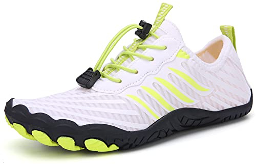 Teechodina Unisex-vandringsskor för män och kvinnor, löparskor, barfotaskor, träningsskor, Vit B, 39 EU