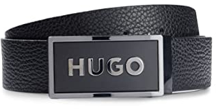 HUGO Herren Garin Sr35 Wendegürtel aus genarbtem Leder mit Koppelschließe Schwarz 95