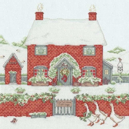 Bothy Threads Kreuzstich Set mit Zählmuster Landgut: Weihnachtshäuschen, multifarbig