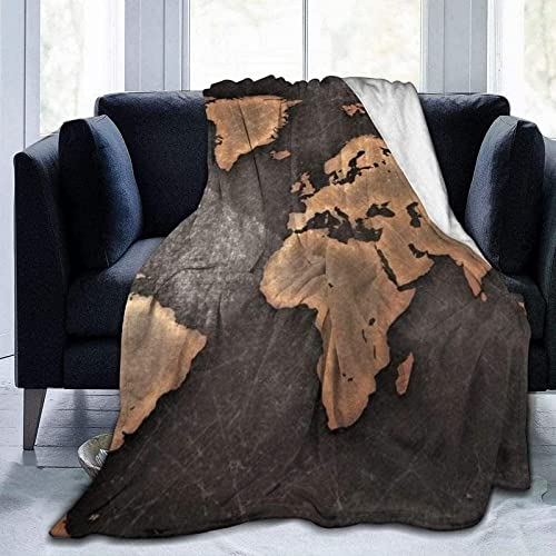 Kuscheldecke 220x240 Weltkarte, Flanell Fleecedecke 3D Jahrgang Weiche und Warme Decke, als Sofadecke Wohndecke Tagesdecke Wolldecken, für Kinder Erwachsene