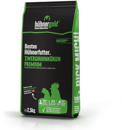 hühnergold Zwerghuhn-Küken Premium 2,5kg Alleinfutter ab Tag 1 | Alleinfutter ab Tag 1 für Zwerghuhn-Küken – mit Superfoods für Wachstum, Federbildung & starke Entwicklung