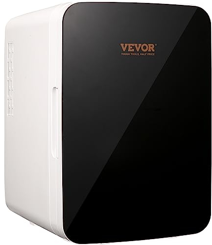 VEVOR Mini Kühlschrank 10 L / 12 Dosen, 2 in 1 Kleiner Kühlschrank Kühl- und Heizfunktion, Minibar Kühlschrank Getränkekühlschrank 9 V DC / 220 V AC Minikühlschrank für Büros und Schlafsäle, Schwarz