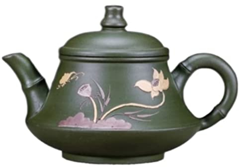 Teiere Giapponese Teiera in Ghisa Teiera da 250 Ml Teiera di Loto Teiere di Fiori di Argilla Verde Dipinte A Mano Teiera Ghisa Teiera Giapponese