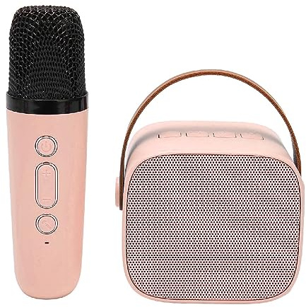 Karaoke Maschine, Tragbarer Bluetooth Karaoke Lautsprecher mit Mikrofon, Mehrere Anschlüsse, Unterstützt TV, Kabellose Handy Verbindung (Rosa)