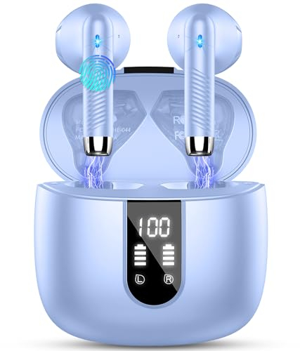 Wireless Earbuds, Bluetooth 5.4 Headphones NEW Wireless Headphones with 4 ENC Mic, 56H Bluetooth Earphones in Ear Noise Cancelling Deep Bass, Mini Ear Buds Bluetooth Earbuds IP7 Waterproof LED Display