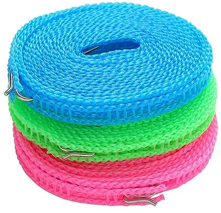 Tadipri Filo per Stendere Il Bucato da Esterno 3M Stendibiancheria da Esterno, Fili per stendere Il bucato Esterno per Appendini da Campeggio per Interni Ed Esterni（3 Pezzi）