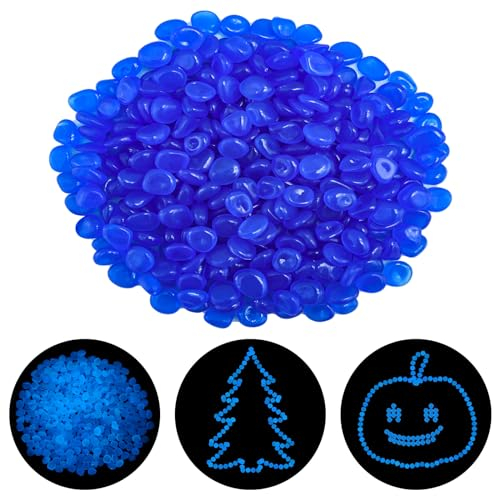 Aitsite Glasnuggets Bunt - 300 Stück Glassteine Bunt - Glassteine Deko - Muggelsteine Bunt Kinder - Kieselsteine - Blauer Leuchtstein Fluoreszierend - ca. 13-17 mm