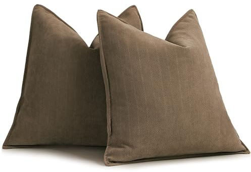 ZWJD Braun Kissenbezug 45x45 2er Set Chenille Kissenbezüge Sofakissen Kissenhüllen mit elegantem Design, weiche und luxuriöse dekorative Dekokissen für Couch, Bett und Heimdekoration