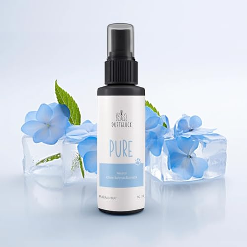 Duftglück Geruchsneutralisierer Pure - Neutralisierungsspray Hunde und Katzen Gerüche I Katzenurin Geruchsentferner I Raumspray gegen Hundegeruch I Duft: Geruchsneutral I 60ml