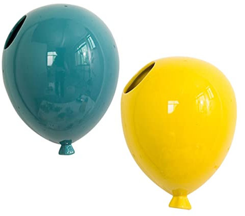 PRETYZOOM 2stücke Keramik Ballon Geformt Wand Dekor Delikates Zuhause Wand Anhänger Blau Gelb Praktisches Langlebiges Zubehör Für Zuhause