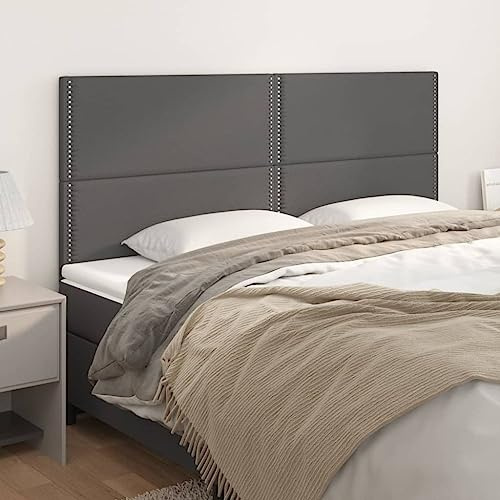 CKioict Betthaupt Wandkissen Bett Bettkopfteil Schlafzimmer Kopfteile 4 STK. Grau 90x5x78/88 cm KunstlederGeeignet für Schlafzimmer, Gästezimmer, Schlafsaal