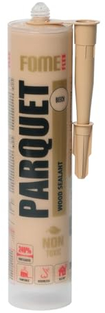 Buchefarbener Premium-Dichtstoff für Parkett & Laminat FOME FLEX PARQUET – Buche, elastisch, langlebig, überstreichbar und lackierfähig. Ideal zum Füllen und Reparieren von Fugen und Rissen