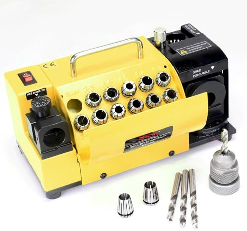 MRCM Drill Bits Sharpener, 3-15mm, 95°-135° Point Angle, 13 Collets, Portable, 1 Unit