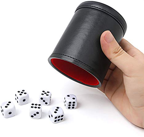 Würfelbecher Kunstleder mit Samtigem Interieur, Leise Beim Schütteln Für Liars Dice Farkle Yahtzee Brettspiele, Lakeblue