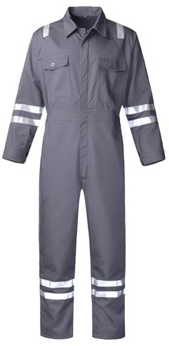 SUSHIMIAN Arbeitsanzug Arbeitsoverall für Herren Damen Reflektierende Overall Arbeitskleidung Rallyekombi Arbeits-Overalls mit Vielen Taschen, Grau, M