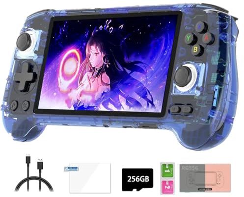Meiurlex RG556 Retro Handheld Game Console, 5.48-Inch AMOLED Screen Android 13 System Built-in 256G SD Card 8000 Games Video Games Player for dults Kids Boys ((4+128G)+256G)