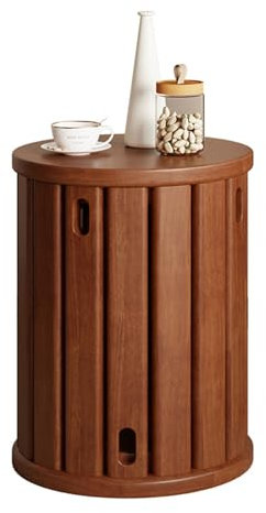 HHCTEBEC Kleiner Beistelltisch aus Massivholz, Stapelbare Hocker Im 4er-Set, Runder Couchtisch, Moderner Sofa-Beistelltisch, Nachttisch für Wohnzimmer, Schlafzimmer und Kleine Räume,A