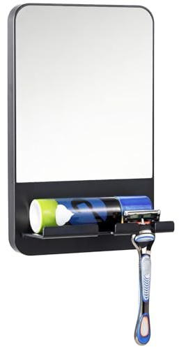 TAILI Duschspiegel mit Saugnapf, beschlagfreier Spiegel, Schwarz | Rasierspiegel für Dusche, Bruchsicher, Rasieren & Schminken, Kein Bohren, wasserdicht(Shower Mirror)