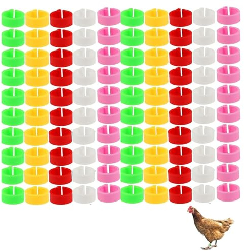 100 Stück Geflügel Fußringe, 20mm Hähnchen Beinringe Mehrfarbige Hähnchen Identifikation Beinbänder Nummerierter Clip an Geflügel Beinringen für Hühner, Gänse, Enten und Bauernhof