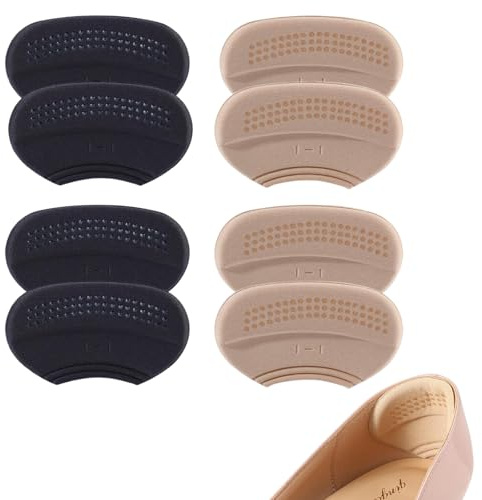 Diffaxy - Set di 4 paia di cuscinetti per tallone, 3 mm e 6 mm autoadesivi, protezione per tallone per scarpe, inserti per scarpe troppo grandi, cuscinetti per tallone contro vesciche e sfregamento