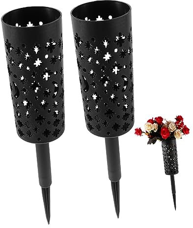Happyyami 2piezas Jarrón Floral para Cementerio con Púas Decorativo y Resistente para Flores Artificiales y Secas para y Lápidas