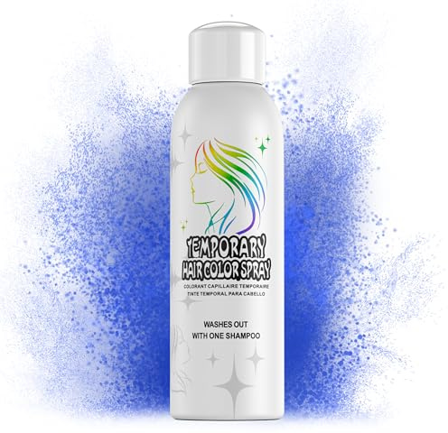 Blue Temporary Hair Color Spray for Adults Kids, Instant Colored Hair Dye Alternative, Non-Sticky, Gentle Formula, Washable Disposable, Party Cosplay Christmas Halloween, 150ml