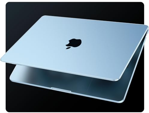 EooCoo Custodia MacBook Air 13 Pollici M5 M4 M3 M2 Colore 100% Abbinato | Cover Rigida 2026-2022 Mac Air 13,6 A3449 A3240 A3113 A2681,Anti-Tracce e Anti-Graffio, Celeste Opaco
